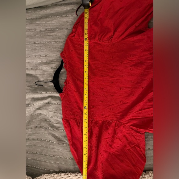 Universal Thread Red Blouse with Puff 3/4 Sleeves - Picture 6 of 7